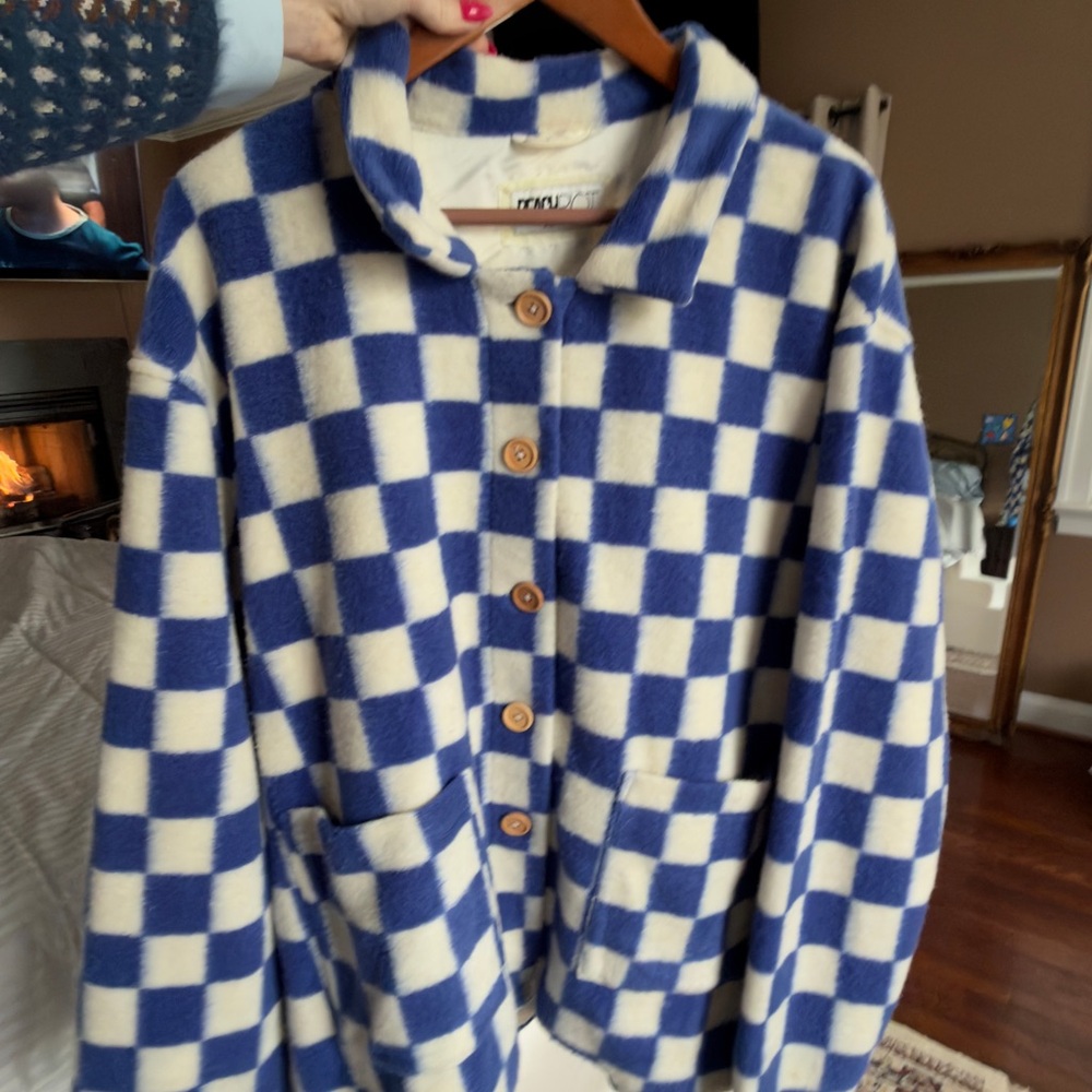 Blue and White Checkered Beach Riot Jacket